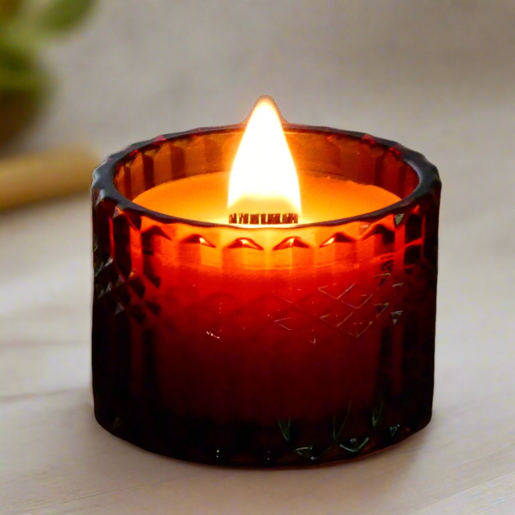 100% Pure American Beeswax Candle | Crystal Vessel 7oz